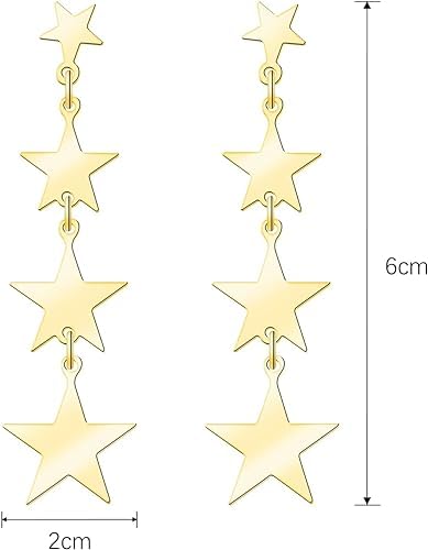 El Regalo Cute & Trendy Gold Star Tassel Earrings- 4 Star Statement Tassel Earrings Stud Earrings for Women & Girls