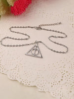 El Regalo Deathly Hallows Rotatable Triangle Pendant Necklace for Girls/Boys- Harry's Iconic Time Necklace Replica for Potterheads