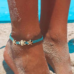 El Regalo One Leg Anklet - Thread Adjustable Beaded Bohemian Fashion Charm Anklets for Women & Girls | 1 Leg Anklets for Girls & Women (1 PC) (Turtle & starfish Beads Anklet)
