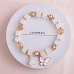 El Regalo 2 PCs Butterfly Crystal Beads Tassel Bracelet With Cute Enamel Butterfly Charms for Girls/Teens/Women (Color Option-1)