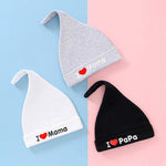 El Regalo 2 PCs I Love Papa/I Love Mama Soft Beanie Knot Unisex Caps for Babies Girls/Boys - Autumn- Spring Newborn Cozy Hat Knot Infant Hat (Grey Mama-Papa)