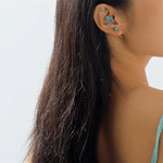 El Regalo 2PCs Turquoise Ear Wrap Crawler Hook Stud Earrings for Women Girls- Long Bar Piercing Ear Cuffs Boho/Bohemian Statement Earrings (Style-1)