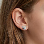 El Regalo Cute Multi-Color Crystal Cat Stud Earrings for Kids/Girls/Women- Silver-Plated Kitten Face Jewellery with Sparkly Rhinestones - Gift for Cat Lovers