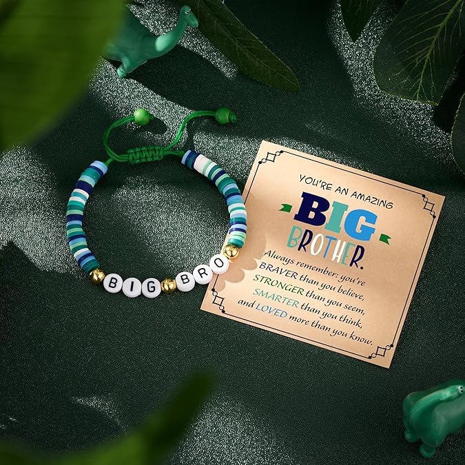 El Regalo Mens Cute Big Bro Bracelet Rakhi for Brother with Roli Chawal, Message Cards in Rakhi Gift Box- Unique Big Brother Rakhi for Bhai