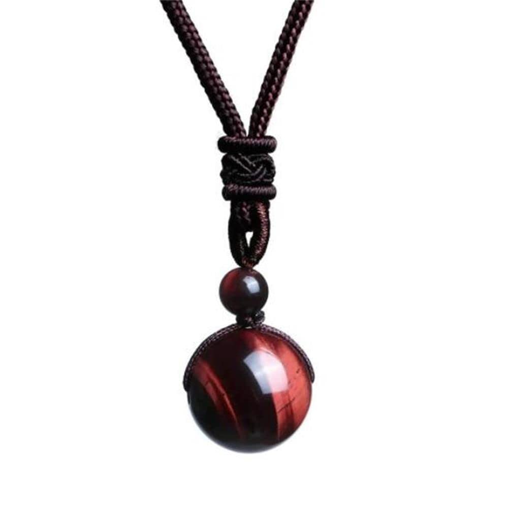 El Regalo 3 PCs Unisex Healing Crystals Necklace- Tiger Eye, Obsidian, Red Tiger Eye Chakra Beads Stone Adjustable Pendant Necklace for Women Men Girls Boys