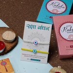 El Regalo 2PCs Rakhi Combo Set for Bhai-Bhabhi or Bhai-Bhatija/Bhatiji- 2 Evil Eye Rakhis Set with Roli Chanwal, Rakhi Card in Rakhi Gift Box (Option-2)