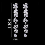 El Regalo Womens Leaf Cubic Zirconia Bridal Earrings for Wedding- Teardrop Crystal Chandelier Dangle Earrings - Flower Vine Diamond Drop Earrings