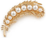 El Regalo 2PCs Pearl Feather Fancy Hair Clips - Golden Wing Feather Alligator Clips for Girs & Women- Bridal/Wedding Party Hair Accessories