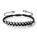 El Regalo Womens 2 Pcs Handmade Beaded Nazaria/Nazar Bracelet Cum Anklet Set- Black Thread Anklet/Bracelet Set (Silver)