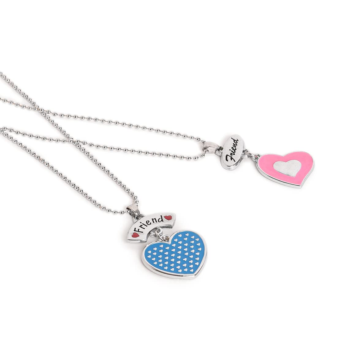 El Regalo 2 PCs Best Friend BFF Enamel Hearts Unisex Pendant Necklaces Set for Kids/Girls/Boys/Besties/Soul Sisters (Option-3)