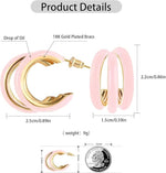 El Regalo Gold Chunky Triple Open Hoop Earrings for Women & Girls | Trendy Minimalist Statement Jewelry (Mauve Pink)