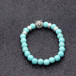 El Regalo 8mm Turquoise Beads Owl Braided Rope Unisex Bracelet for Girls/Boys/Men/Women Bohemian Jewelry Gift