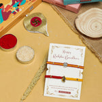 El Regalo 2 Hamsa Hand Evil Eye OM Rakhi Combo - Rakshabandhan Moli Charms Rakhi with Message Card & Roli Chawal Shagun in Rakhi Box for Bhaiya/Babhi/Bhatija/Bhatiji (Option-2)