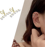 El Regalo 2PCs Tiny Pearl Cuff Cartilage Non-Pierced Clip On Earrings for Girls & Women- Vintage Pearl Clip Earrings (2 Golden)