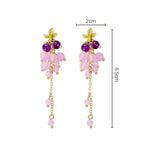 El Regalo Purple Grape Bunches Crystal Bead Drop Earrings for Girls & Women- Handmade Acrylic Fruit Dangle Drop Fashion Earrings (Grapes Tassel)