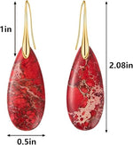 El Regalo Elegant Natural Stone Drop Earrings for Women | Vintage Teardrop Boho Dangle Earrings | Anti-Tarnish Western Statement Jewellery for Girls & Women (Red Gold)
