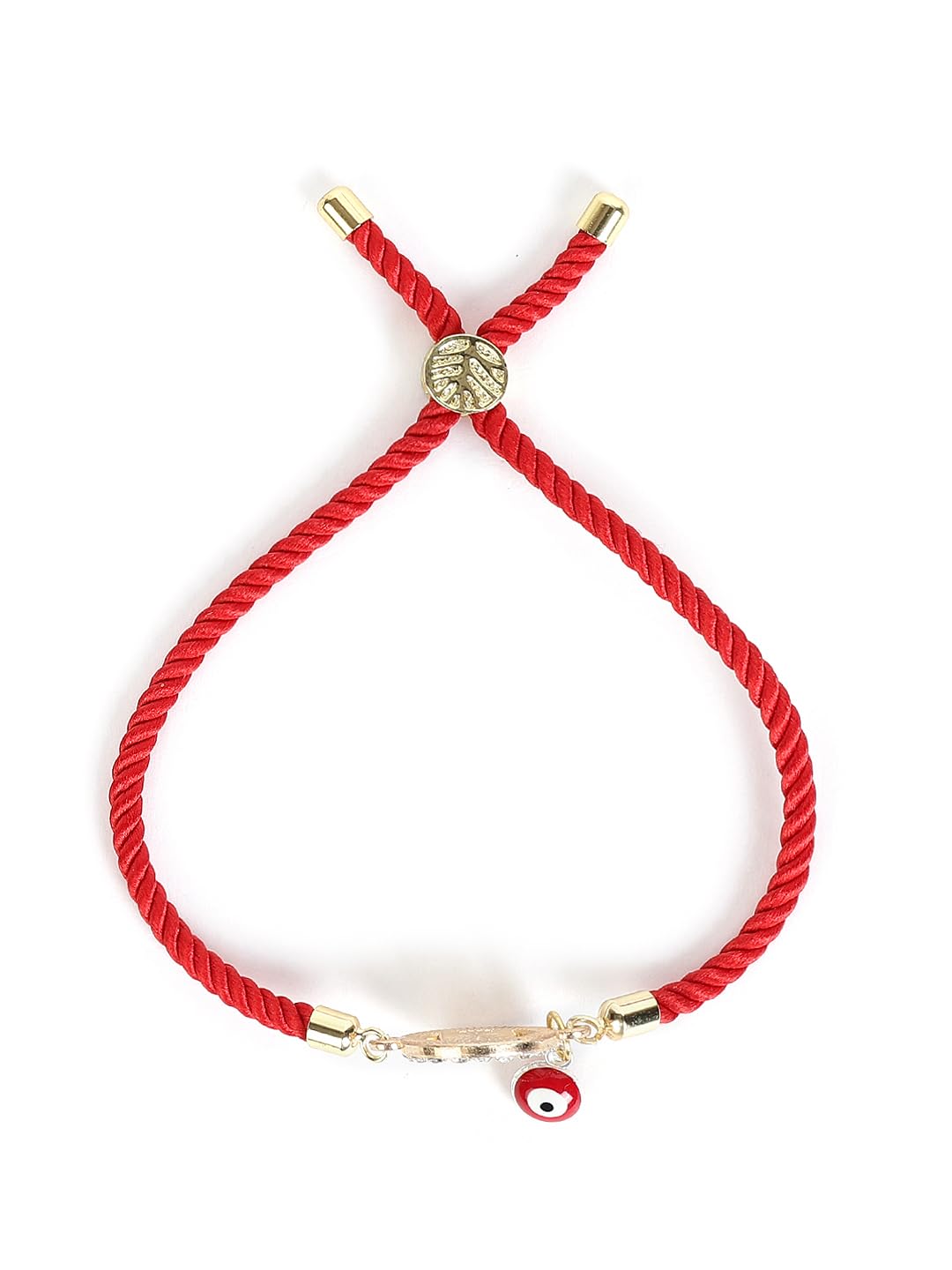 El Regalo Name Initials Evil Eye Bracelet Rakhi for Brother- Name Letter CZ Rakhi with Roli Chawal, Message Card in Rakshabandhan Box for Bhai (Red- M)