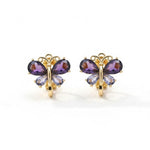 El Regalo Colorful Butterfly Non-Pierced Clip On Earrings for Girls/Women- Cute Non-Pierced Ear Clip Earrings | Enamel Blue/Purple Crystal Earrings (Purple Crystal Butterfly)