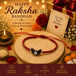 El Regalo Evil Eye Bracelet Rakhi for Brother with Roli Chawal in Gift Box (Red with Blue Evil Eye)