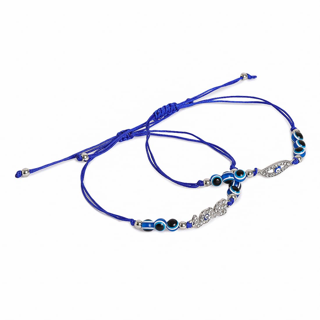 El Regalo 2PCs Evil Eye Rakhi Combo Set for Bhai-Bhabhi or Bhai-Bhatija/Bhatiji- 2 Evil Eye Rakhis with Roli Chanwal, Rakhi Card in Rakhi Gift Box (Option-4)