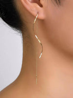 El Regalo Stainless Steel Ati Tarnish- NO RUST Earrings- Rose Gold Plated Stainless Steel Cute Stud Earrings for Women/Girls (Wave Threader Earrings)