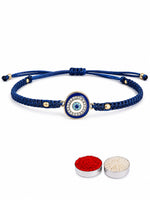 El Regalo Evil Eye CZ Bracelet Rakhi for Brother with Roli Chawal in Gift Box (Option-1)