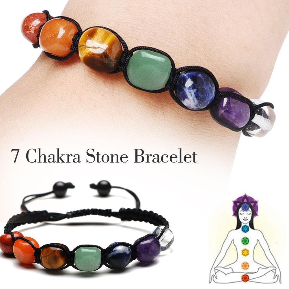 El Regalo 1 PC 7Chakra Natural Stones Unisex Bracelet Rakhi for Brother | Chakra Stones Healing Crystal Thread Rakhi for Bhai with Roli Chawal Shagun, RakhiMessage Card in Rakhi Gift Box