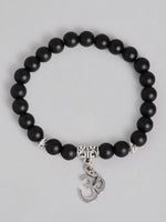 El Regalo OM Charm Healing Yoga 8mm Beads Stretchable Bracelets for Men/Women | OM Yoga Spiritual Jewelry (Black)