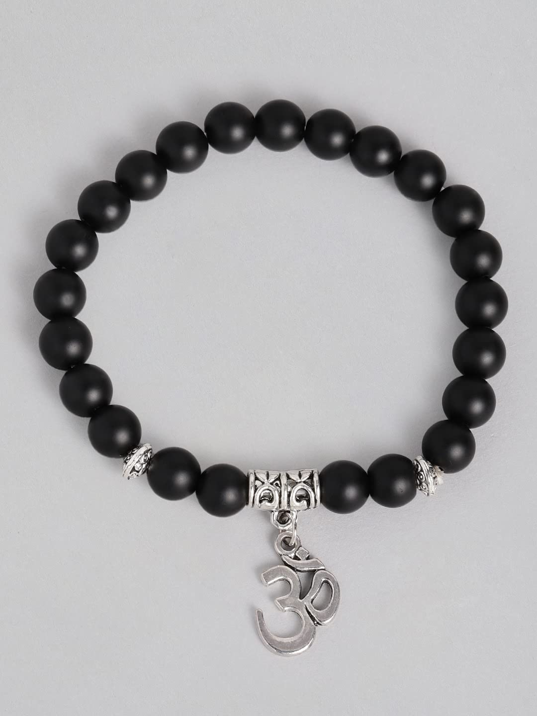 El Regalo OM Charm Healing Yoga 8mm Beads Stretchable Bracelets for Men/Women | OM Yoga Spiritual Jewelry (Black)