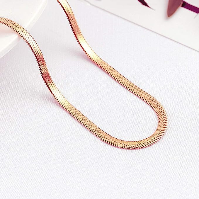 El Regalo 1PC Stainless Steel Anklet- Anti Tarnish, Waterproof 18K Rose Gold Plated Flat Snake Chain Link Dainty Anklet for Girls & Women, Boho Summer Beach Foot Jewelry
