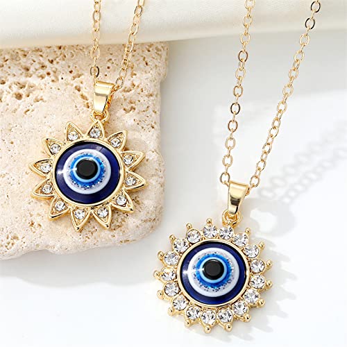 El Regalo 1 PC Evil Eye CZ Pendant Necklace for Girls & Women | Fashion Turkish Evil Blue Eyes Amulet Protection Pendant for Girls & Women (Model -1)