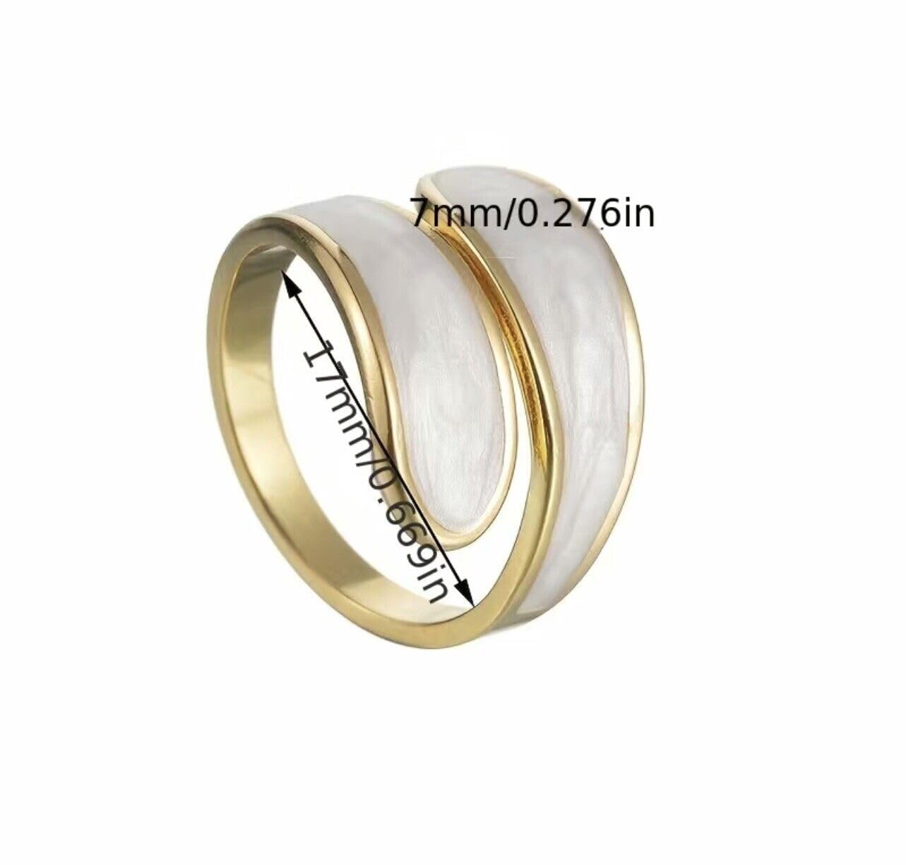 El Regalo Stainless Steel Oil Drip Enamel Finger Ring for Girls & Women- Fancy, Contemporary Adjustable Irregular Finger Rings (Cream)