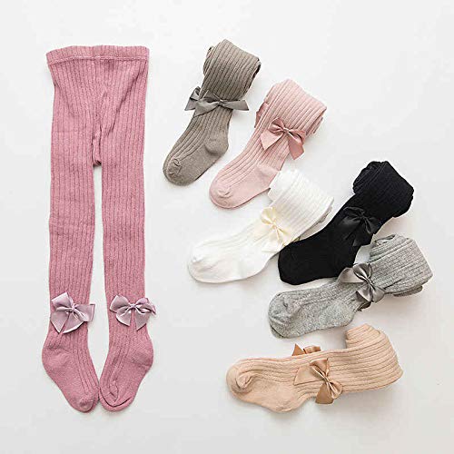 El Regalo 1 Pair Girls' Combed Cotton Bow Tights Pantyhose Leggings Stocking Pants | Party Bow Socks Stockings for Girls (Peach)