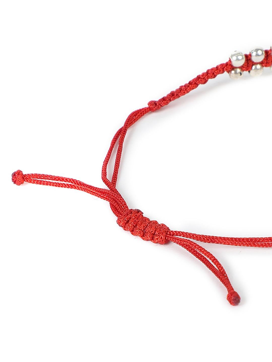 El Regalo Simple & Elegant Evil Eye Rakhi for Brother- Silver & Golden Beads Evil Eye Bracelet Rakhi for Brother/Bhai/Bhaiya with Roli Chawal in Rakhi Gift Box (Silver Red)