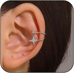 El Regalo Non Piercing, Zircon Stars Ear Cuffs- Fancy Helix Cartilage Clip On Wrap Cuff/Cartilage Earrings for Girls/Women