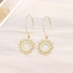 El Regalo Women's & Girl's Sun Charm Earrings - Lightweight Minimalist Design, Available in Various Hook Patterns for Versatile Style (Sun Liner Hook Earrings)