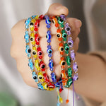 El Regalo 1 PC Evil Eye with Crystals Beads Adjustable Unisex Bracelet for Girls/Boys/Men/Women (Purple)