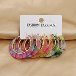 El Regalo 3 Pairs Acrylic Hoop Earrings for Women & Girls - Lightweight Colorful Resin Hoops Set - Boho Fashion Jewelry for Western & Casual Wear - Pack of 3 (Geometric C-Shape) (Option-2)