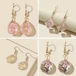 El Regalo Womens Handmade Glass Dried Flowers Gypsophila Earrings(Life Tree)- Beautiful Real Dried Flowers Pressed Drop Earrings (Pink Drop)