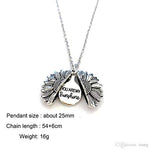 El Regalo "You Are My Sunshine" message Sun Flower Openable Pendant Necklace for Girls & Women (Metallic Silver)- Valentines Day Gift