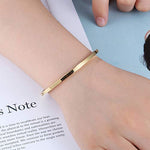 El Regalo 1 PC Titanium Stainless Steel Oval Hinged/Openable Bracelet Bangle for Girls & Women 4mm width (Gold Bangle/Bracelet)