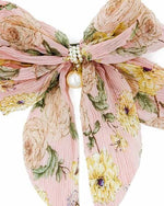 El Regalo Big Bow Floral Hair Clip- Long Ribbon Streamer Super Fairy Fashion Hair Accessories Head Hairpin Headdress Hair accessories for Girls/Women (Pink Shade)