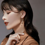 El Regalo Women's & Girl's Cross Curved Earrings, Curved Stick Front Back Linear Drop Hypoallergenic Earrings (Plain Golden)