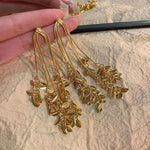 El Regalo Gold Plated Tassel Leaves Drop Earrings for Women & Girls | Long Statement Dangle Earrings | Elegant Western & Festive Jewelry