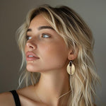 El Regalo Boho Oval Hammered Dangle Earrings for Women | Handmade Ethnic Metal Drop Earrings | Beautiful Statement Earrings Jewelry for Casual & Formal