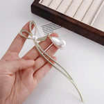 El Regalo 1Pc Fancy Pearl Hair Stick/Juda Stick- Bow Hair Fork Headwear Korean Style Hairpin Women Bun Hair Stick