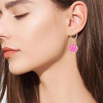 El Regalo Smiley Face Small Huggie Hoop Trendy Emoji Earrings- Preppy Cute Happy Face Dangle Drop Cartilage Colorful Hypoallergenic Earrings Gifts for Teen Girls Women (Pink)