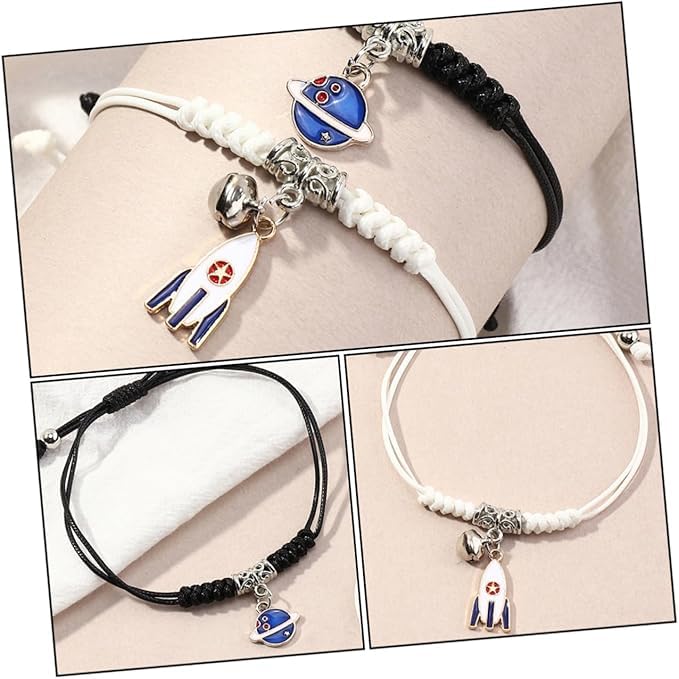 El Regalo 2PCs Kids Rakhi Combo Set for Brother- Space Theme (Planet & Rocket) Charms Bracelets with Roli Chawal, Rakhi Message Card in Rakshabandhan Box
