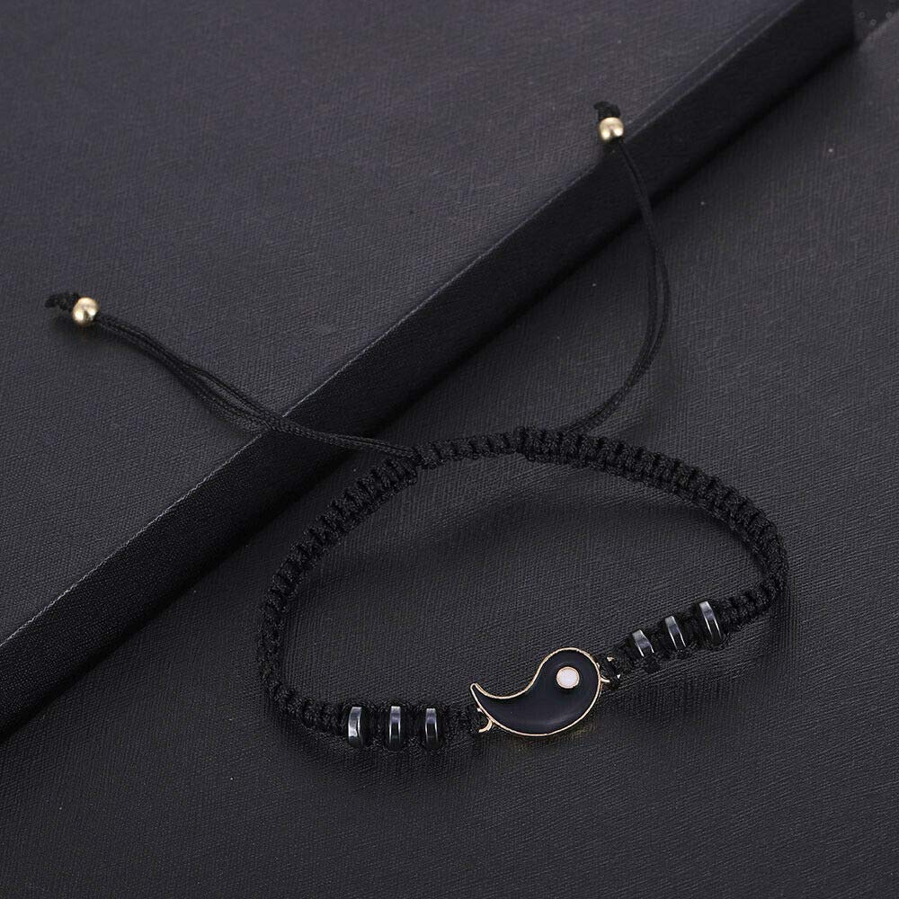 El Regalo "Ying Yang Handmade Macrame Unisex Bracelets Set | Adjustable Bracelet for Best Friends/Couple - Set of 2 (These are NOT Magnetic)