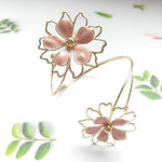 El Regalo Floral Enamel Armlet/Bajuband for Women & Girls - Adjustable Gold-Plated Upper Arm Cuff Bracelet | Bohemian Armlet for Weddings, Festivals & Dance Performances (Big Pink Flower)